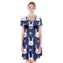 Cute Bunny Pattern, Easter, Koteto Short Sleeve V