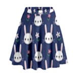 Cute Bunny Pattern, Easter, Koteto High Waist Skirt