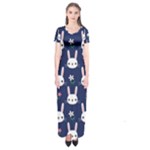 Cute Bunny Pattern, Easter, Koteto Short Sleeve Maxi Dress