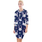 Cute Bunny Pattern, Easter, Koteto Quarter Sleeve Hood Bodycon Dress