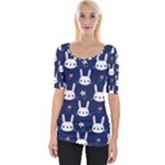 Cute Bunny Pattern, Easter, Koteto Wide Neckline T-Shirt