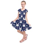 Cute Bunny Pattern, Easter, Koteto Kids  Short Sleeve Dress