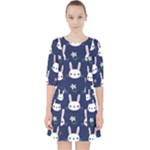 Cute Bunny Pattern, Easter, Koteto Quarter Sleeve Pocket Dress