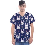 Cute Bunny Pattern, Easter, Koteto Men s V-Neck Scrub Top