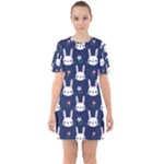 Cute Bunny Pattern, Easter, Koteto Sixties Short Sleeve Mini Dress