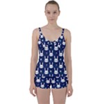 Cute Bunny Pattern, Easter, Koteto Tie Front Two Piece Tankini