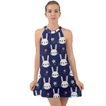 Cute Bunny Pattern, Easter, Koteto Halter Tie Back Chiffon Dress