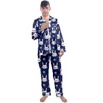 Cute Bunny Pattern, Easter, Koteto Men s Long Sleeve Satin Pajamas Set