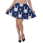 Cute Bunny Pattern, Easter, Koteto Velvet Skater Skirt