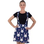 Cute Bunny Pattern, Easter, Koteto Velvet Suspender Skater Skirt