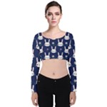 Cute Bunny Pattern, Easter, Koteto Velvet Long Sleeve Crop Top