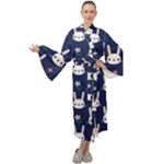 Cute Bunny Pattern, Easter, Koteto Maxi Velvet Kimono