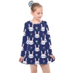 Cute Bunny Pattern, Easter, Koteto Kids  Long Sleeve Dress