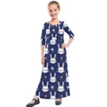 Cute Bunny Pattern, Easter, Koteto Kids  Quarter Sleeve Maxi Dress