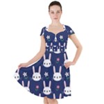 Cute Bunny Pattern, Easter, Koteto Cap Sleeve Midi Dress