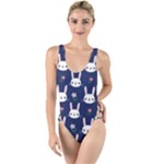 Cute Bunny Pattern, Easter, Koteto High Leg Strappy Swimsuit