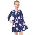 Cute Bunny Pattern, Easter, Koteto Kids  Quarter Sleeve Shirt Dress