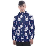 Cute Bunny Pattern, Easter, Koteto Men s Front Pocket Pullover Windbreaker