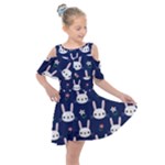 Cute Bunny Pattern, Easter, Koteto Kids  Shoulder Cutout Chiffon Dress