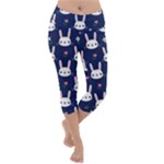 Cute Bunny Pattern, Easter, Koteto Lightweight Velour Capri Yoga Leggings