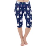 Cute Bunny Pattern, Easter, Koteto Lightweight Velour Cropped Yoga Leggings