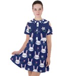 Cute Bunny Pattern, Easter, Koteto Short Sleeve Shoulder Cut Out Dress 