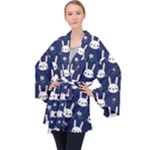 Cute Bunny Pattern, Easter, Koteto Long Sleeve Velvet Kimono 