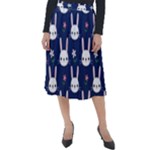 Cute Bunny Pattern, Easter, Koteto Classic Velour Midi Skirt 