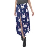 Cute Bunny Pattern, Easter, Koteto Velour Split Maxi Skirt