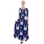 Cute Bunny Pattern, Easter, Koteto Half Sleeves Maxi Dress