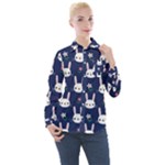 Cute Bunny Pattern, Easter, Koteto Women s Long Sleeve Pocket Shirt