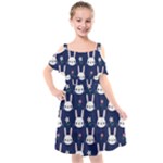 Cute Bunny Pattern, Easter, Koteto Kids  Cut Out Shoulders Chiffon Dress