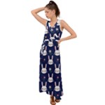 Cute Bunny Pattern, Easter, Koteto V-Neck Chiffon Maxi Dress