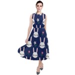 Cute Bunny Pattern, Easter, Koteto Round Neck Boho Dress