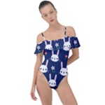 Cute Bunny Pattern, Easter, Koteto Frill Detail One Piece Swimsuit