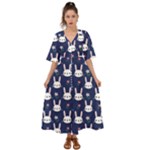 Cute Bunny Pattern, Easter, Koteto Kimono Sleeve Boho Dress