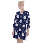 Cute Bunny Pattern, Easter, Koteto Open Neck Shift Dress