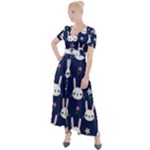 Cute Bunny Pattern, Easter, Koteto Button Up Short Sleeve Maxi Dress