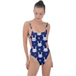 Cute Bunny Pattern, Easter, Koteto Tie Strap One Piece Swimsuit