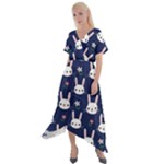 Cute Bunny Pattern, Easter, Koteto Cross Front Sharkbite Hem Maxi Dress