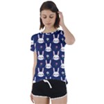 Cute Bunny Pattern, Easter, Koteto Short Sleeve Open Back T-Shirt