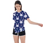 Cute Bunny Pattern, Easter, Koteto Asymmetrical Short Sleeve Sports T-Shirt