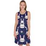 Cute Bunny Pattern, Easter, Koteto Knee Length Skater Dress With Pockets