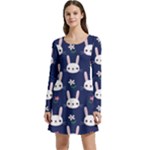 Cute Bunny Pattern, Easter, Koteto Long Sleeve Velour Skater Dress