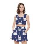 Cute Bunny Pattern, Easter, Koteto Women s Crop Top Pleated Skater Rave Skirt