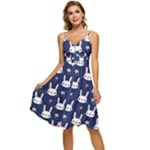 Cute Bunny Pattern, Easter, Koteto Sleeveless Tie Front Chiffon Dress