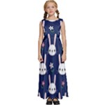 Cute Bunny Pattern, Easter, Koteto Kids  Satin Sleeveless Maxi Dress