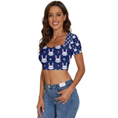 Short Sleeve Square Neckline Crop Top  