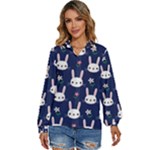 Cute Bunny Pattern, Easter, Koteto Women s Long Sleeve Button Up Shirt