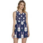 Cute Bunny Pattern, Easter, Koteto Sleeveless High Waist Mini Dress